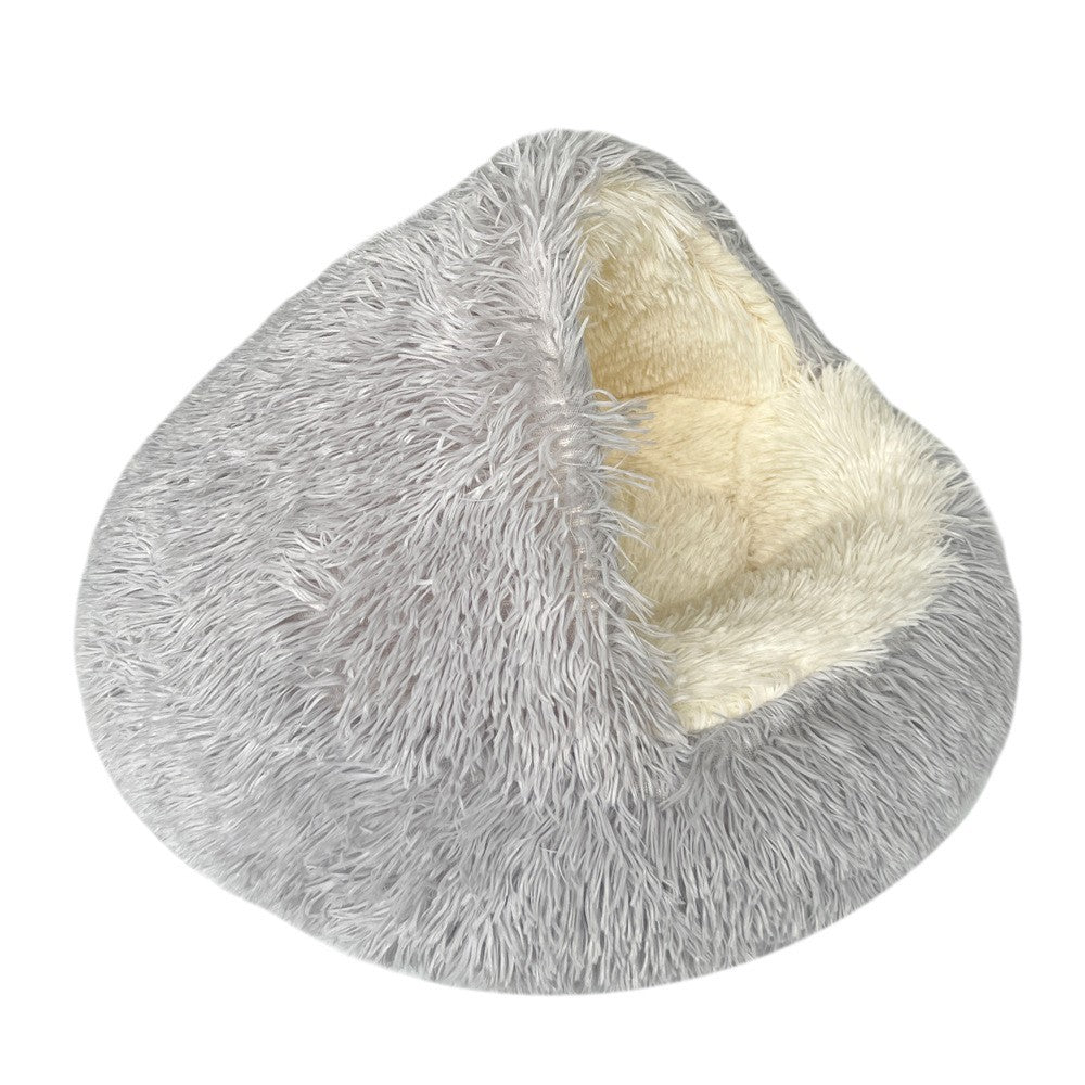 Shell Cave Cat Bed: Semi-Enclosed, Plush