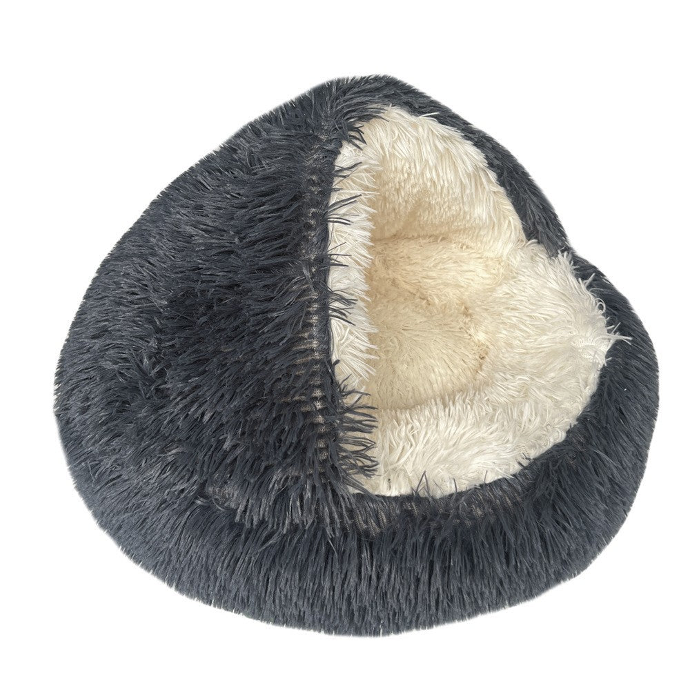 Shell Cave Cat Bed: Semi-Enclosed, Plush