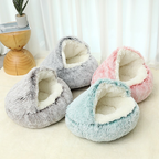 Shell Cave Cat Bed: Semi-Enclosed, Plush