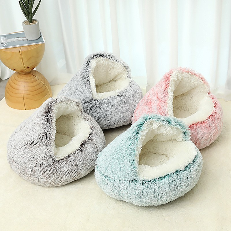 Shell Cave Cat Bed: Semi-Enclosed, Plush